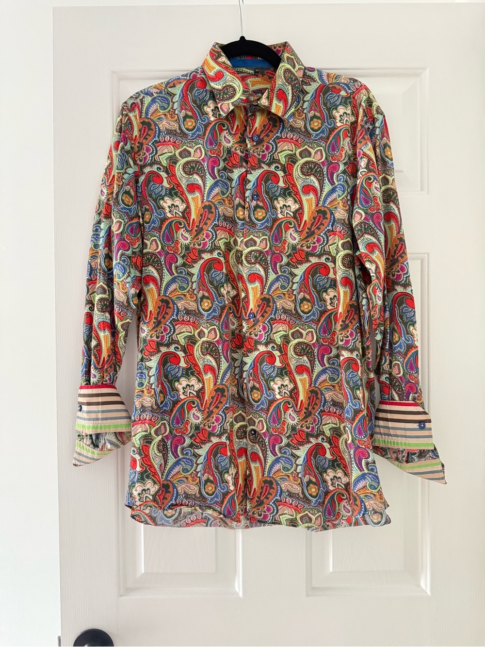 Visconti Black Label Men's paisley colorful button down shirt